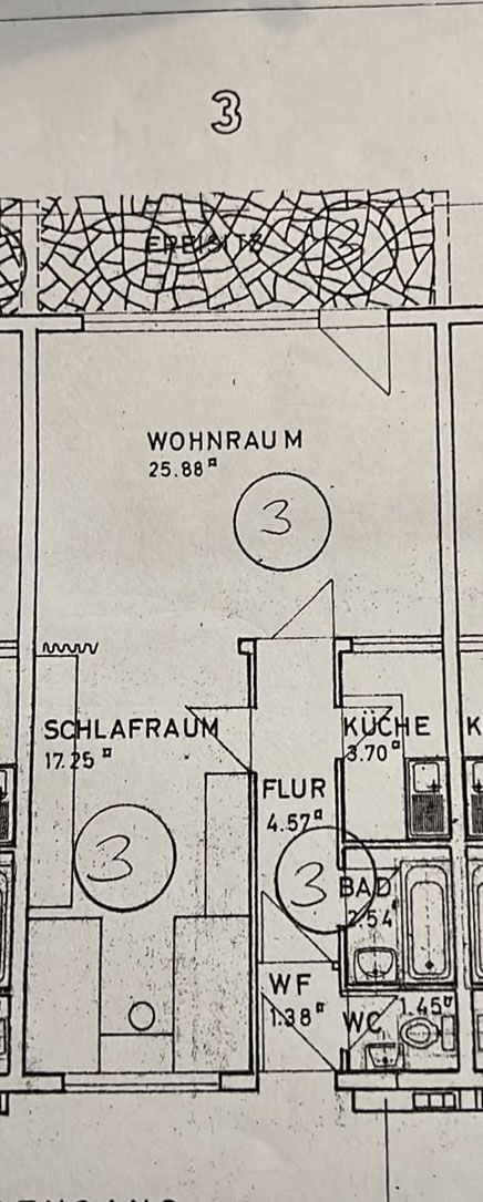 Ausschnitt des Wohnungsgrundrisses